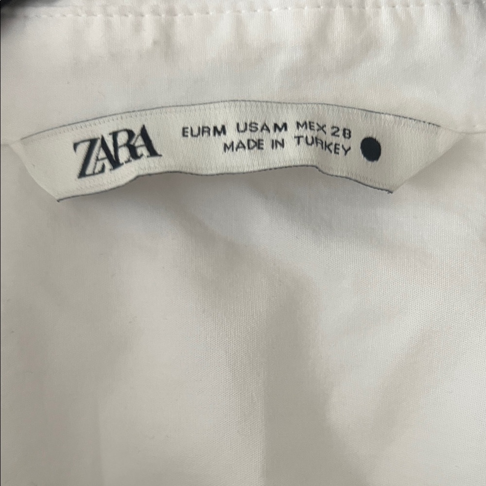 Zara White Asymmetrical Button-Down Shirt - Picture 2 of 3